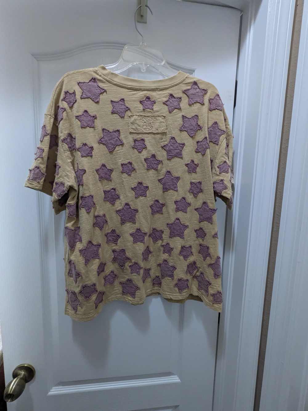 Purple Star Appliqué Short Sleeve Tee With Pockets - Picture 2 of 4